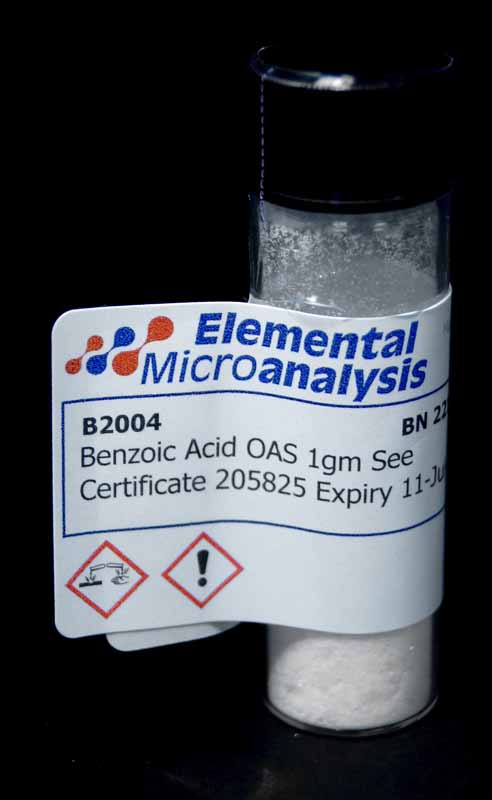 Benzoic Acid OAS 1gm See Certificate 443979 Expiry 15-Apr-29
